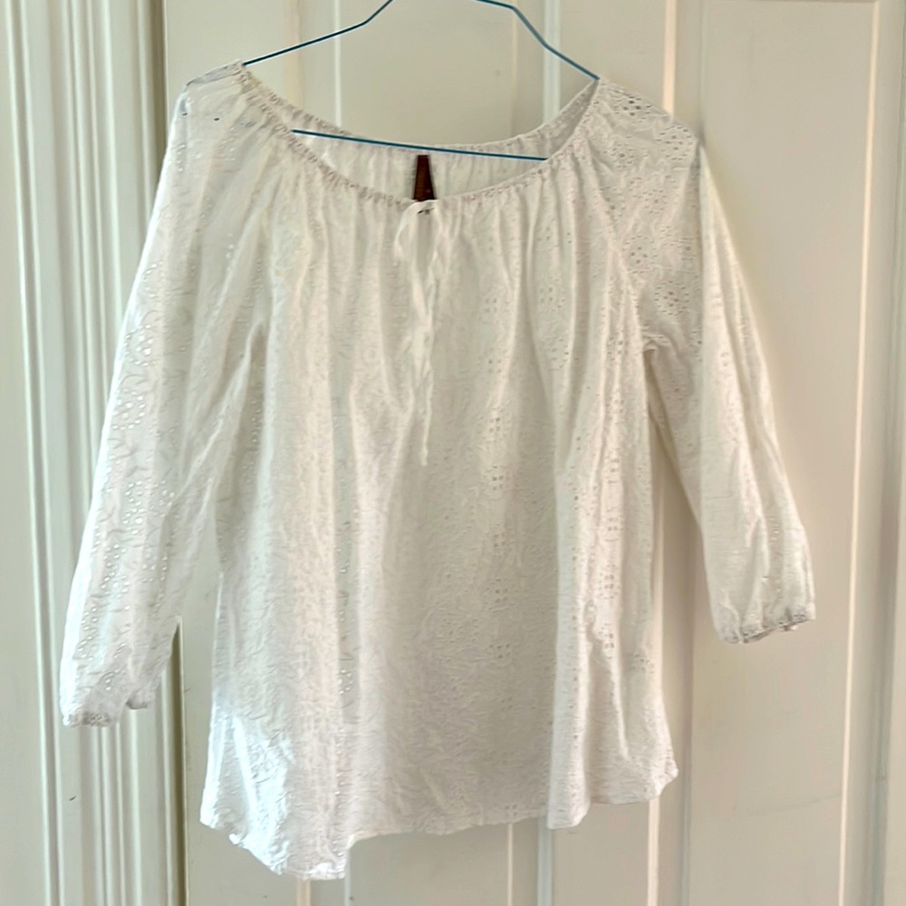 STETSON WHITE EYELET BLOUSE NWOT/unworn MEDIUM